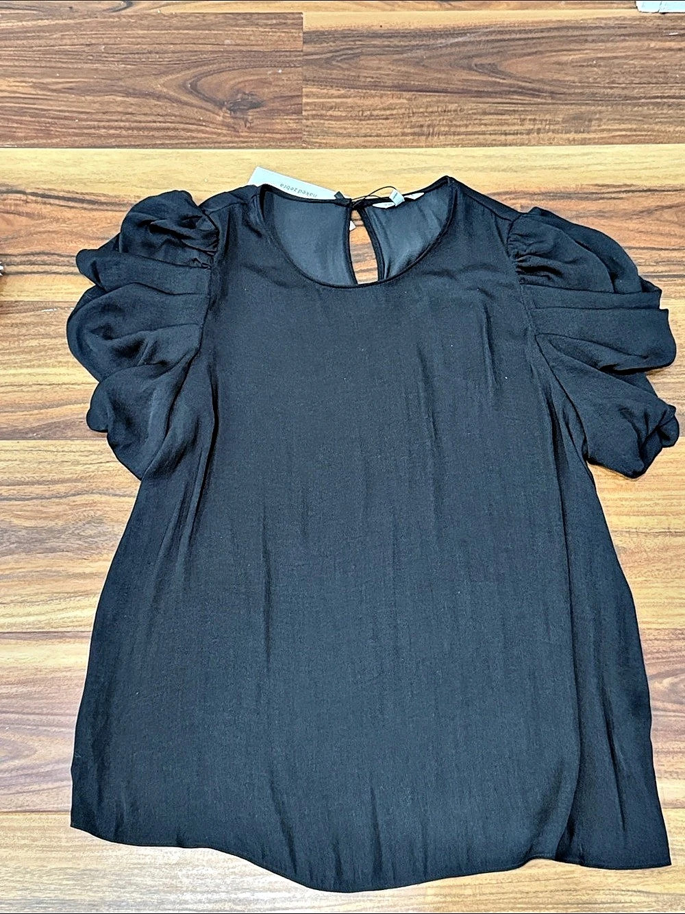 Naked Zebra Black Puff Sleeve Mini Dress NWT